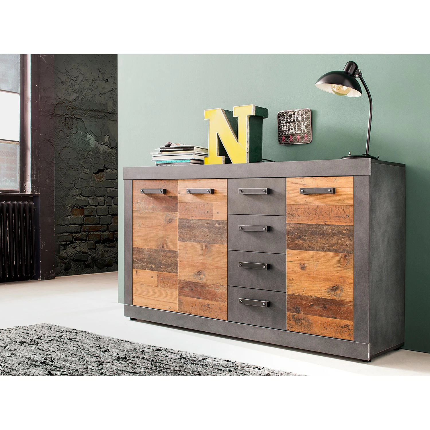 Trendteam Sideboard Indy - Altholz Dekor / Anthrazit 4 Trendteam Sideboard Indy - Altholz Dekor / Anthrazit – Bild 2
