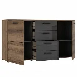 Loftscape Sideboard Uvero - Eiche Schwarz Dekor / Eiche Havanna Dekor -Büromöbel Verkaufsgeschäft 1000356700 220603 031 DETAILS P000000001000356700