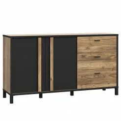 Red Living Sideboard Vallegrande I - Alpenkiefer Dekor / Schwarz