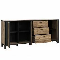 Red Living Sideboard Vallegrande II - Alpenkiefer Dekor / Schwarz -Büromöbel Verkaufsgeschäft 1000356708 220603 032 DETAILS P000000001000356708