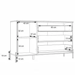 Loftscape Sideboard Ozora I - Hochglanz Weiß / Matt Weiß -Büromöbel Verkaufsgeschäft 1000356721 220603 501 SKETCH DETAILS P000000001000356721 sketch