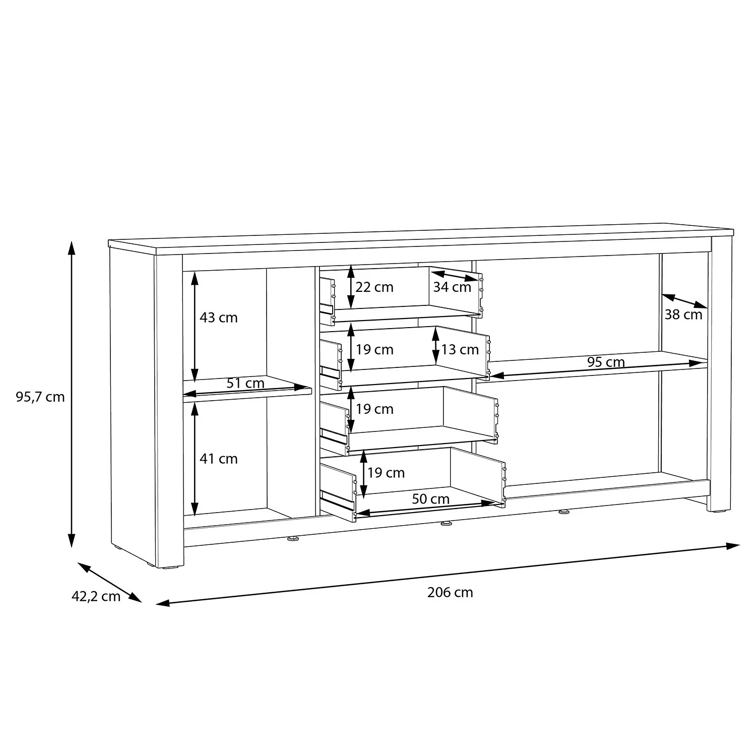Loftscape Sideboard Verolme II - Eiche Dekor 7 Loftscape Sideboard Verolme II - Eiche Dekor – Bild 5