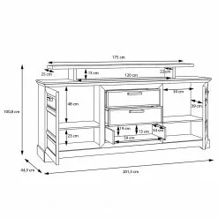 Ridgevalley Sideboard New Dessa II - Kiefer Weiß Dekor -Büromöbel Verkaufsgeschäft 1000357995 220616 500 SKETCH DETAILS P000000001000357995 sketch