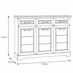 Ridgevalley Sideboard New Dessa III - Kiefer Weiß Dekor -Büromöbel Verkaufsgeschäft 1000358010 220616 500 SKETCH DETAILS P000000001000358010 sketch