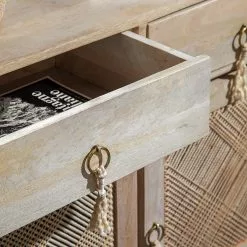 Ridgevalley Sideboard Lumby I - Mango massiv - Mango Hell / Grau -Büromöbel Verkaufsgeschäft 1000359920 220621 030 DETAILS P000000001000359920