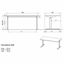 Germania Büroset GW-Profi 2.0 I (4-teilig) - Höhenverstellbar - Hellgrau -Büromöbel Verkaufsgeschäft 1000360356 220622 502 SKETCH DETAILS P000000001000360356 sketch