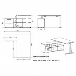 Germania Büroset GW-Agenda IV (4-teilig) - Eiche Grandson Dekor / Graphit -Büromöbel Verkaufsgeschäft 1000360362 220622 503 SKETCH DETAILS P000000001000360362 sketch