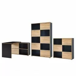 Germania Büroset Mingle III (3-teilig) - Anthrazit / Eiche Sonoma Dekor