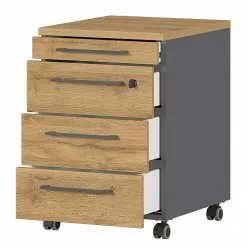 Germania Büroset GW-Agenda V (5-teilig) - Höhenverstellbar - Eiche Grandson Dekor / Graphit -Büromöbel Verkaufsgeschäft 1000360375 220622 037 DETAILS P000000001000360375