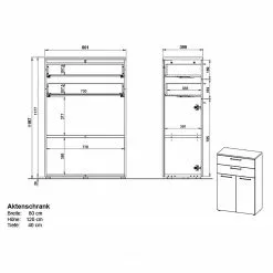 Germania Büroset GW-Agenda V (5-teilig) - Höhenverstellbar - Eiche Grandson Dekor / Graphit -Büromöbel Verkaufsgeschäft 1000360375 220622 500 SKETCH DETAILS P000000001000360375 sketch
