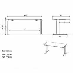 Germania Büroset GW-Agenda V (5-teilig) - Höhenverstellbar - Eiche Grandson Dekor / Graphit -Büromöbel Verkaufsgeschäft 1000360375 220622 503 SKETCH DETAILS P000000001000360375 sketch