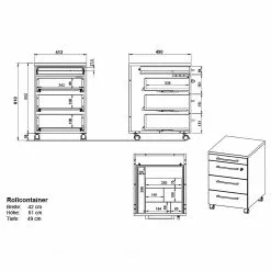 Germania Büroset GW-Agenda V (5-teilig) - Höhenverstellbar - Eiche Grandson Dekor / Graphit -Büromöbel Verkaufsgeschäft 1000360375 220622 504 SKETCH DETAILS P000000001000360375 sketch