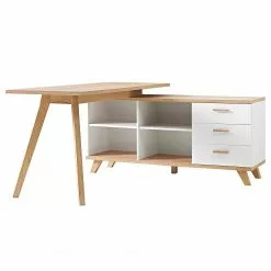 Germania Büroset Neston (5-teilig) - Weiß / Eiche Sanremo Dekor -Büromöbel Verkaufsgeschäft 1000360379 220622 032 DETAILS P000000001000360379