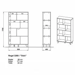 Germania Büroset Neston (5-teilig) - Weiß / Eiche Sanremo Dekor -Büromöbel Verkaufsgeschäft 1000360379 220622 500 SKETCH DETAILS P000000001000360379 sketch