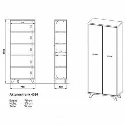 Germania Büroset Neston (5-teilig) - Weiß / Eiche Sanremo Dekor -Büromöbel Verkaufsgeschäft 1000360379 220622 503 SKETCH DETAILS P000000001000360379 sketch
