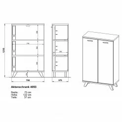 Germania Büroset Neston (5-teilig) - Weiß / Eiche Sanremo Dekor -Büromöbel Verkaufsgeschäft 1000360379 220622 504 SKETCH DETAILS P000000001000360379 sketch