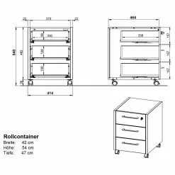 Germania Rollcontainer GW-Pasadena - Weiß / Graphit -Büromöbel Verkaufsgeschäft 1000361819 220722 500 SKETCH DETAILS P000000001000361819 sketch