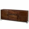 Ars manufacti Sideboard Woodson - Akazie massiv / Metall - Akazie Braun - Breite: 200 cm