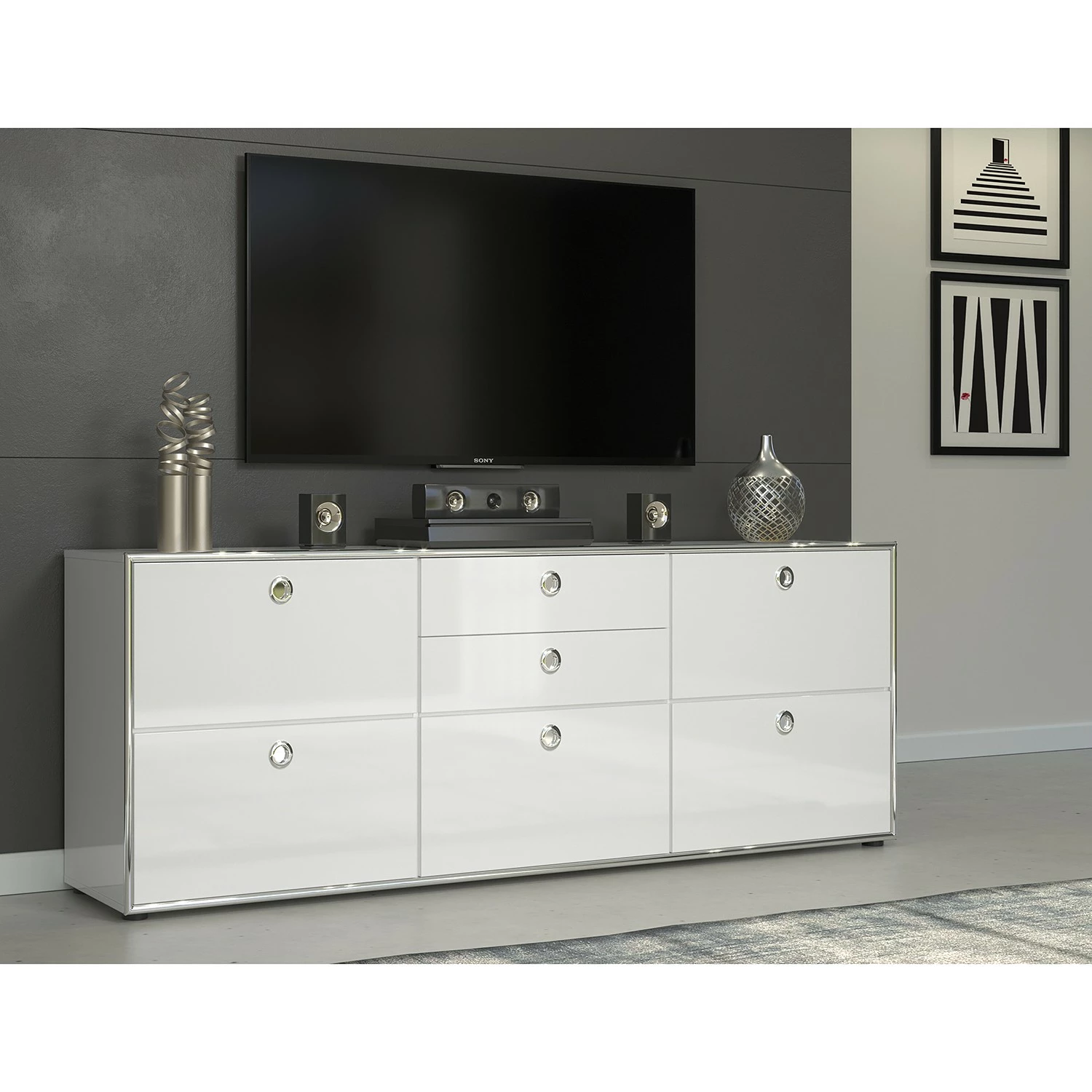 Trendteam Sideboard Infintiy II - Hochglanz Weiß / Matt Weiß 4 Trendteam Sideboard Infintiy II - Hochglanz Weiß / Matt Weiß – Bild 2