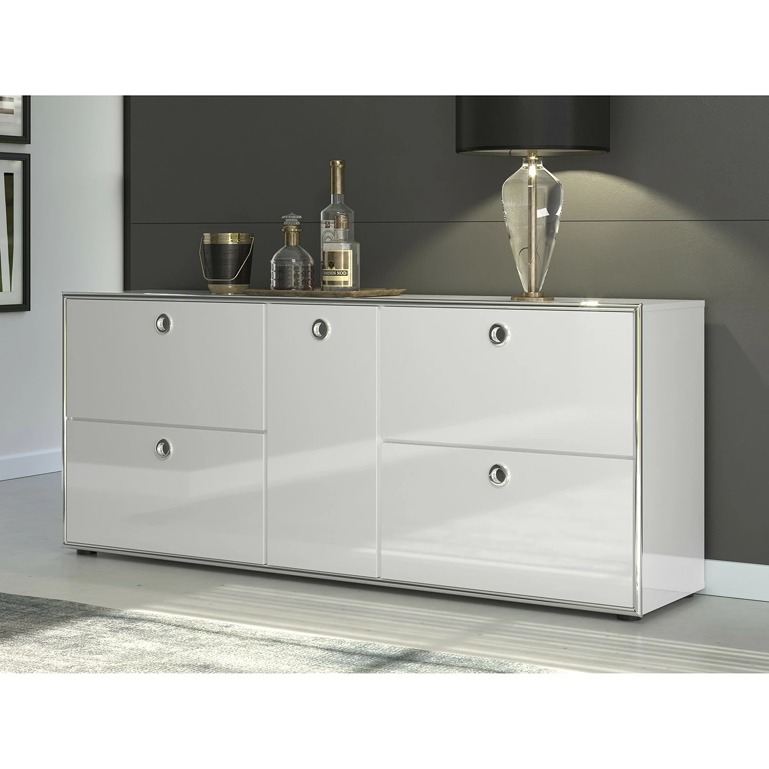 Trendteam Sideboard Infintiy I - Hochglanz Weiß / Matt Weiß 4 Trendteam Sideboard Infintiy I - Hochglanz Weiß / Matt Weiß – Bild 2