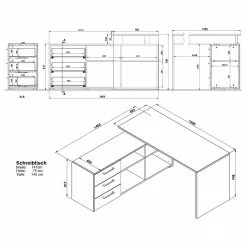 Germania Eckschreibtisch GW-Pasadena - Graphit / Weiß 9 Germania Eckschreibtisch GW-Pasadena - Graphit / Weiß -Büromöbel Verkaufsgeschäft 1000363832 220722 500 SKETCH DETAILS P000000001000363832 sketch