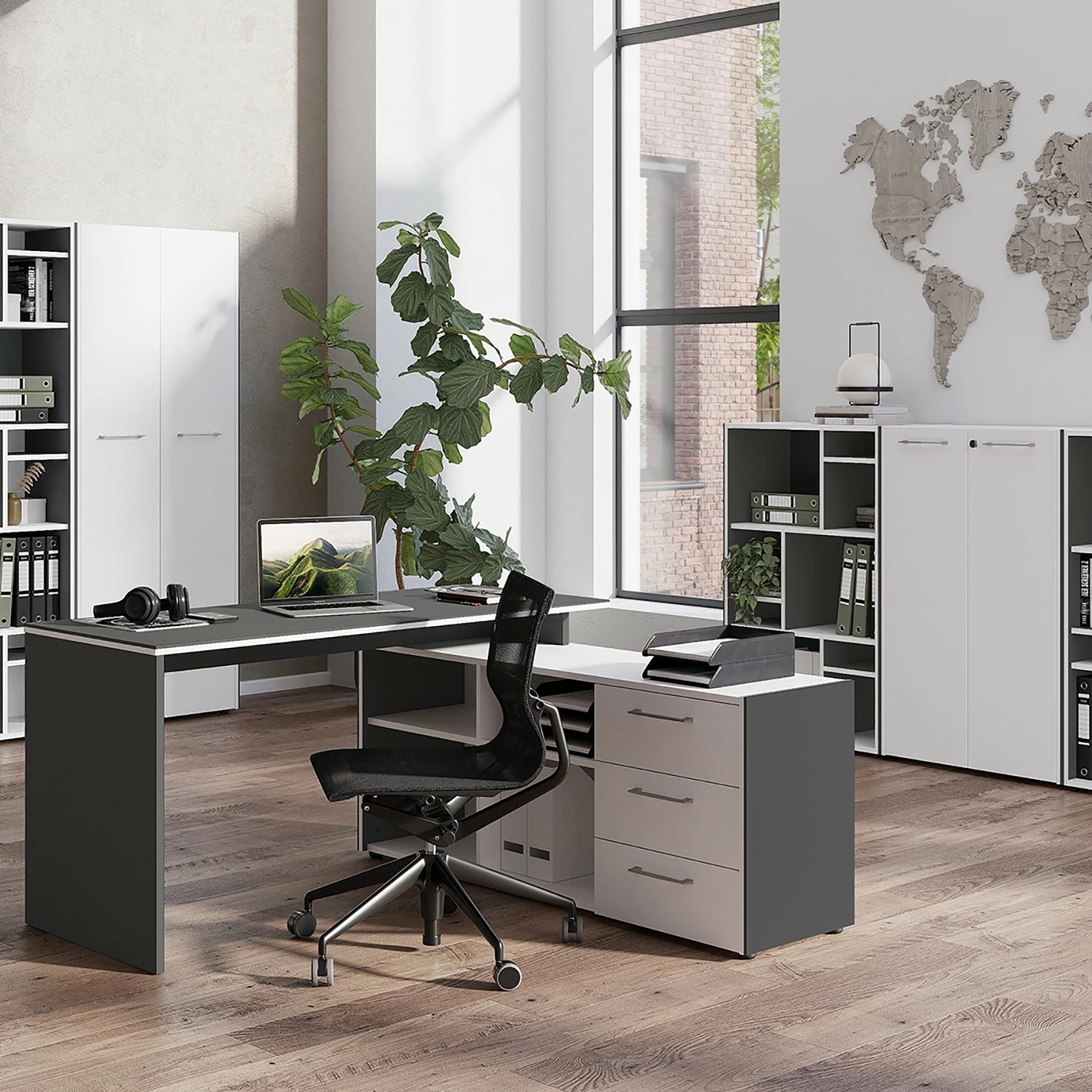 Germania Büroset GW-Pasadena VI - Graphit / Weiß 3 Germania Büroset GW-Pasadena VI - Graphit / Weiß