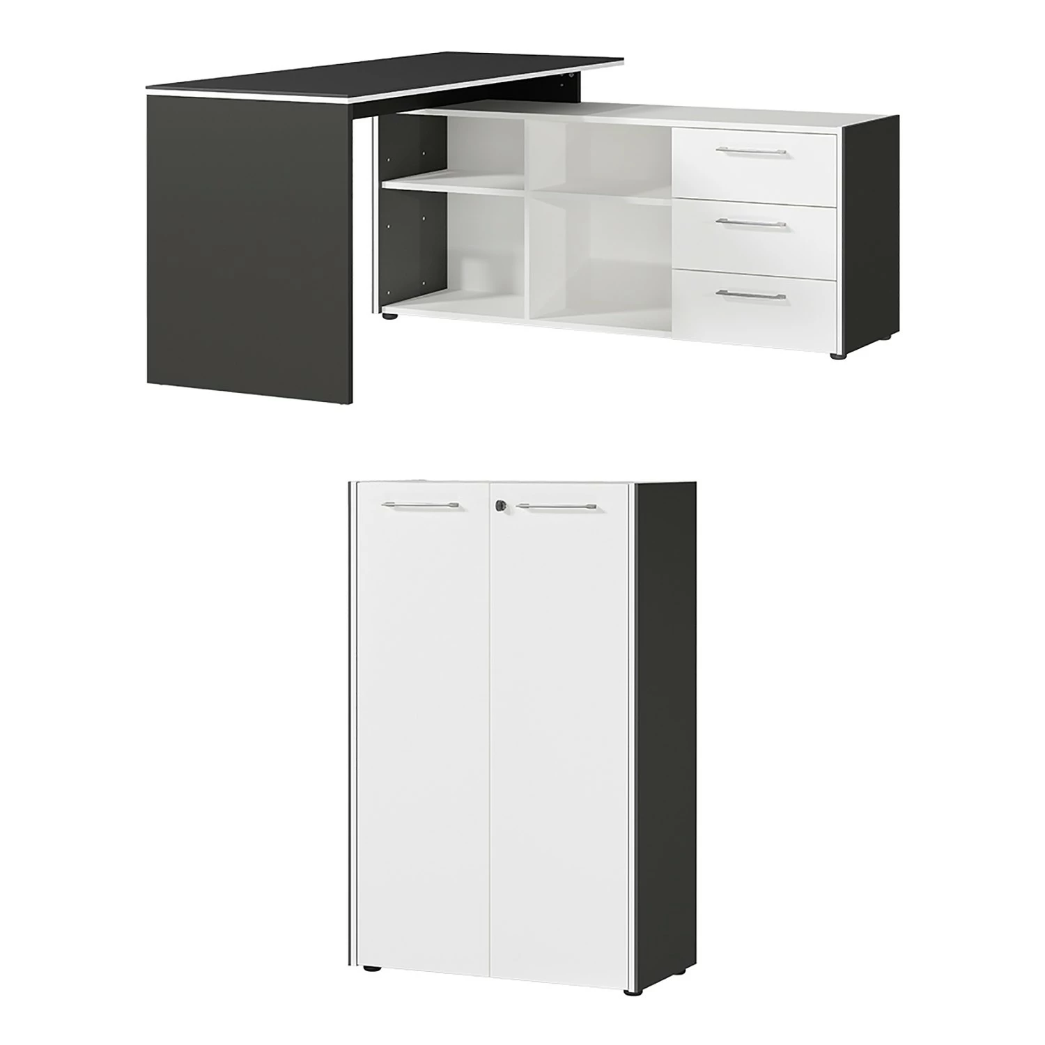 Germania Büroset GW-Pasadena VI - Graphit / Weiß 4 Germania Büroset GW-Pasadena VI - Graphit / Weiß – Bild 2