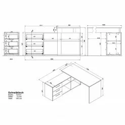 Germania Büroset GW-Pasadena VI - Graphit / Weiß 22 Germania Büroset GW-Pasadena VI - Graphit / Weiß -Büromöbel Verkaufsgeschäft 1000363836 220722 500 SKETCH DETAILS P000000001000363836 sketch