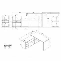 Germania Büroset GW-Pasadena VII - Graphit / Weiß -Büromöbel Verkaufsgeschäft 1000363842 220722 500 SKETCH DETAILS P000000001000363842 sketch