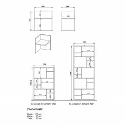 Germania Aktenregal GW-Pasadena II - Graphit / Weiß - Höhe: 196 cm -Büromöbel Verkaufsgeschäft 1000363843 220722 501 SKETCH DETAILS P000000001000363843 sketch