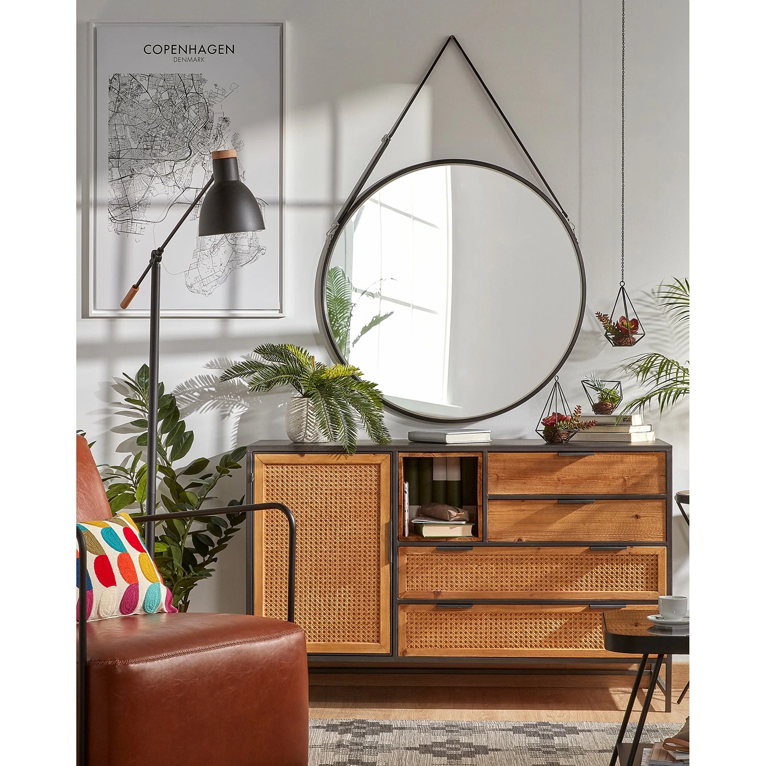 Red Living Sideboard Kisumu - Wiener Geflecht / Eisen - Braun / Schwarz 4 Red Living Sideboard Kisumu - Wiener Geflecht / Eisen - Braun / Schwarz – Bild 2