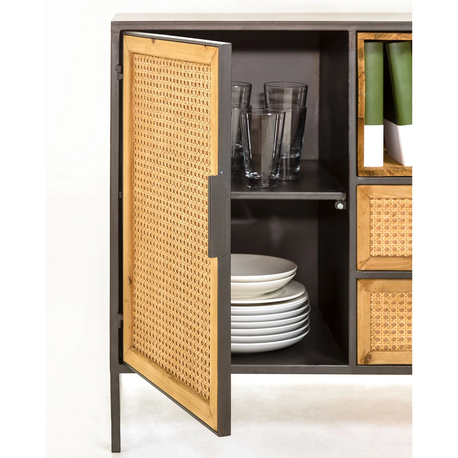Red Living Sideboard Kisumu - Wiener Geflecht / Eisen - Braun / Schwarz 13 Red Living Sideboard Kisumu - Wiener Geflecht / Eisen - Braun / Schwarz – Bild 11