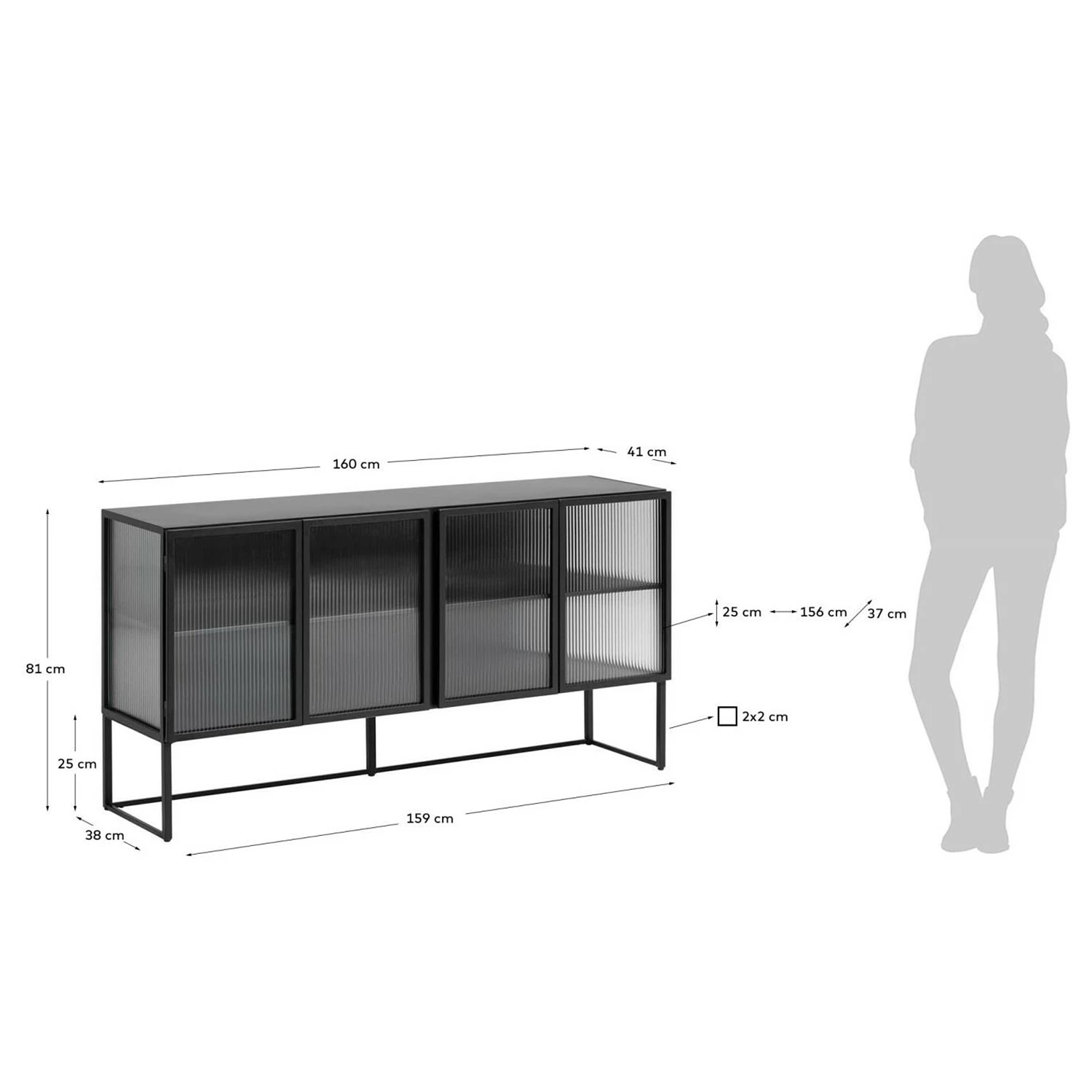 Loftscape Sideboard Tete - Glas / Metall - Schwarz 13 Loftscape Sideboard Tete - Glas / Metall - Schwarz – Bild 11