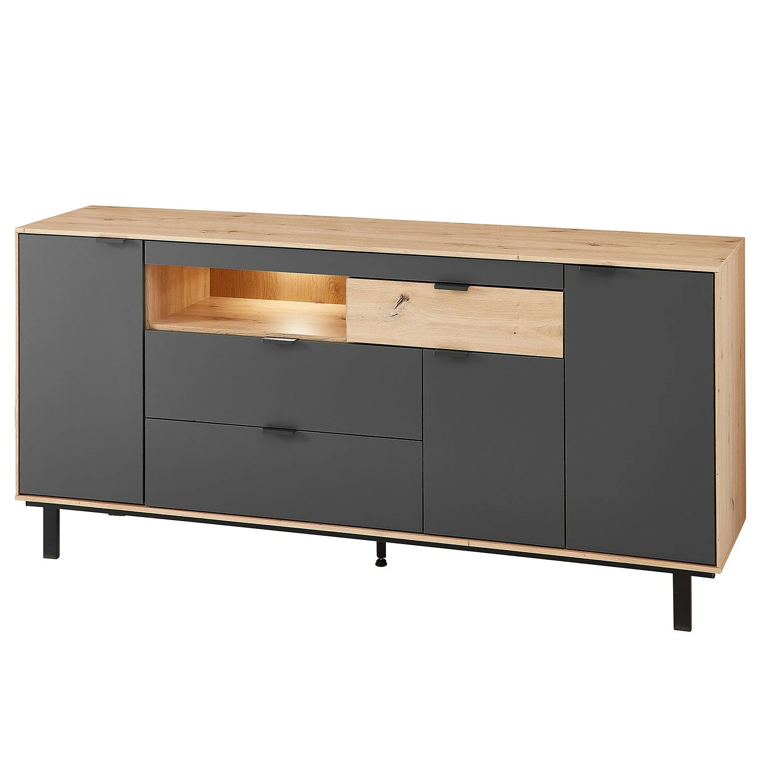 Fashion For Home Sideboard Leox - Inkl. Beleuchtung - Graphit / Eiche Artisan Dekor 3 Fashion For Home Sideboard Leox - Inkl. Beleuchtung - Graphit / Eiche Artisan Dekor