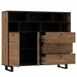 Red Living Sideboard Trylith II - Eiche Rustikal Dekor / Schwarz -Büromöbel Verkaufsgeschäft 1000364623 220719 040 DETAILS P000000001000364623