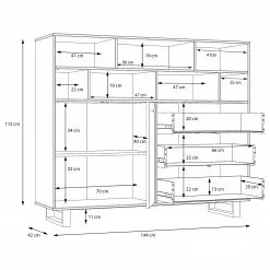 Red Living Sideboard Trylith II - Eiche Rustikal Dekor / Schwarz -Büromöbel Verkaufsgeschäft 1000364623 220719 501 SKETCH DETAILS P000000001000364623 sketch