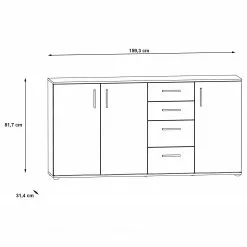 Loftscape Sideboard Kiltealy - Weiß / Eiche Sonoma Dekor -Büromöbel Verkaufsgeschäft 1000364909 220722 500 SKETCH DETAILS P000000001000364909 sketch