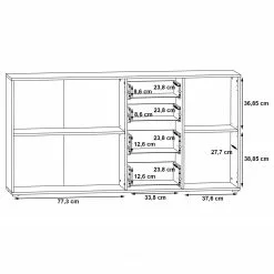Loftscape Sideboard Kiltealy - Weiß / Eiche Sonoma Dekor -Büromöbel Verkaufsgeschäft 1000364909 220722 501 SKETCH DETAILS P000000001000364909 sketch