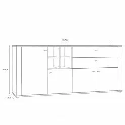 Loftscape Sideboard Millquarter - Weiß / Eiche Hell Dekor -Büromöbel Verkaufsgeschäft 1000364914 220722 500 SKETCH DETAILS P000000001000364914 sketch