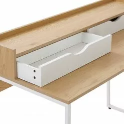 Butlers Schreibtisch MODERNIST - Eiche Furnier - Weiß / Natur -Büromöbel Verkaufsgeschäft 1000365689 220728 050 DETAILS P000000001000365689