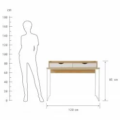 Butlers Schreibtisch MODERNIST - Eiche Furnier - Weiß / Natur -Büromöbel Verkaufsgeschäft 1000365689 220728 500 SKETCH DETAILS P000000001000365689 sketch