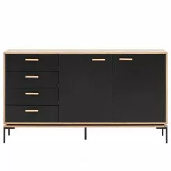 Schildmeyer Sideboard Looks - Schwarz / Eiche Dekor -Büromöbel Verkaufsgeschäft 1000366031 220809 030 DETAILS P000000001000366031