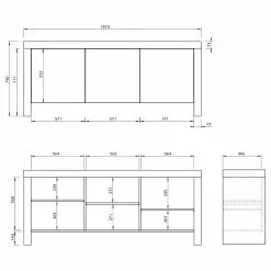 Temahome Sideboard Kobe II - Schwarz / Beton Dekor -Büromöbel Verkaufsgeschäft 1000366639 220906 501 SKETCH DETAILS P000000001000366639 sketch