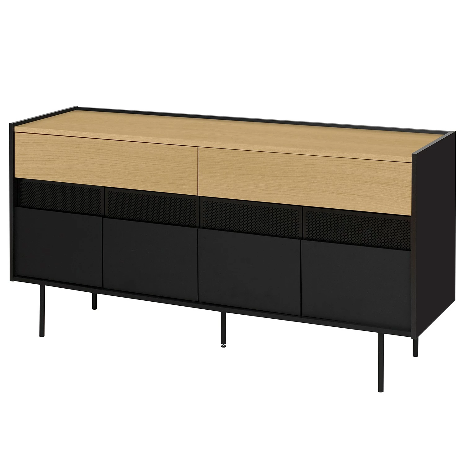 Temahome Sideboard Radio - Echtholzfurnier - Schwarz / Eiche 3 Temahome Sideboard Radio - Echtholzfurnier - Schwarz / Eiche