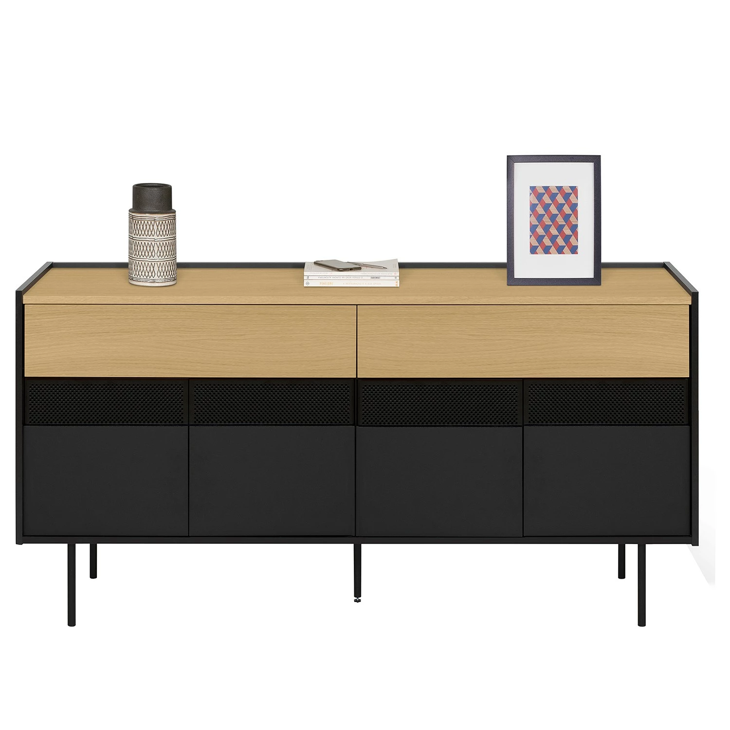 Temahome Sideboard Radio - Echtholzfurnier - Schwarz / Eiche 9 Temahome Sideboard Radio - Echtholzfurnier - Schwarz / Eiche – Bild 7