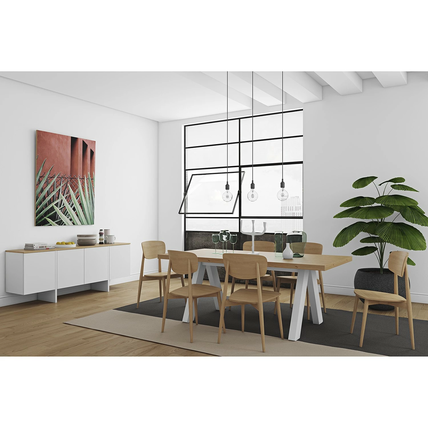 Temahome Sideboard Edge - Echtholzfurnier - / Weiß / Eiche 4 Temahome Sideboard Edge - Echtholzfurnier - / Weiß / Eiche – Bild 2