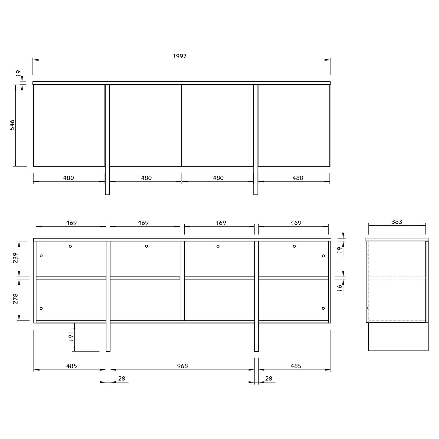 Temahome Sideboard Edge - Echtholzfurnier - / Weiß / Eiche 11 Temahome Sideboard Edge - Echtholzfurnier - / Weiß / Eiche – Bild 9