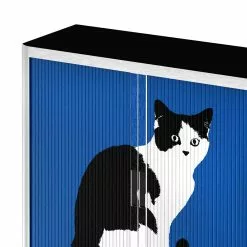 EasyOffice by Paperflow Rollladenschrank easyOffice Pop Art Cat - Weiß / Blau -Büromöbel Verkaufsgeschäft aktenschrank easyoffice pop art cat weiss blau 1955698