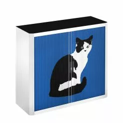 EasyOffice by Paperflow Rollladenschrank easyOffice Pop Art Cat - Weiß / Blau -Büromöbel Verkaufsgeschäft aktenschrank easyoffice pop art cat weiss blau 1955706