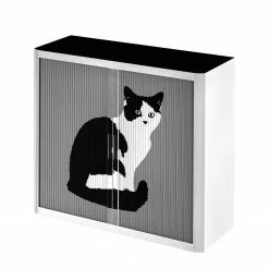 EasyOffice by Paperflow Rollladenschrank easyOffice Pop Art Cat - Weiß / Grau
